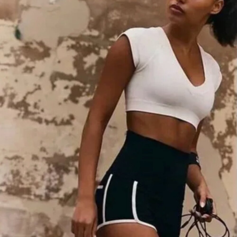 NWT Free People FP Movement Island Time Shorts XS Black White $48 - Picture 2 of 13